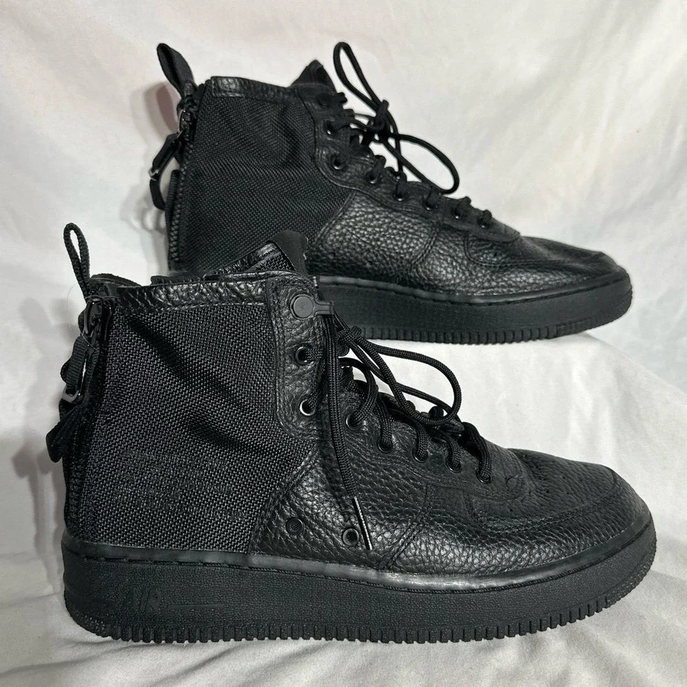 Nike Air Force 1 Mid Slit Black - Woman's 8 - Good Like New Condition